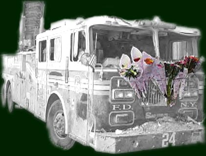 Firefighter's Memorial, NYFD Ladder Truck #24... click to see multimedia presentation by Richard Guyon...  ... Use BACK key to return to WORLD MEMORIAL